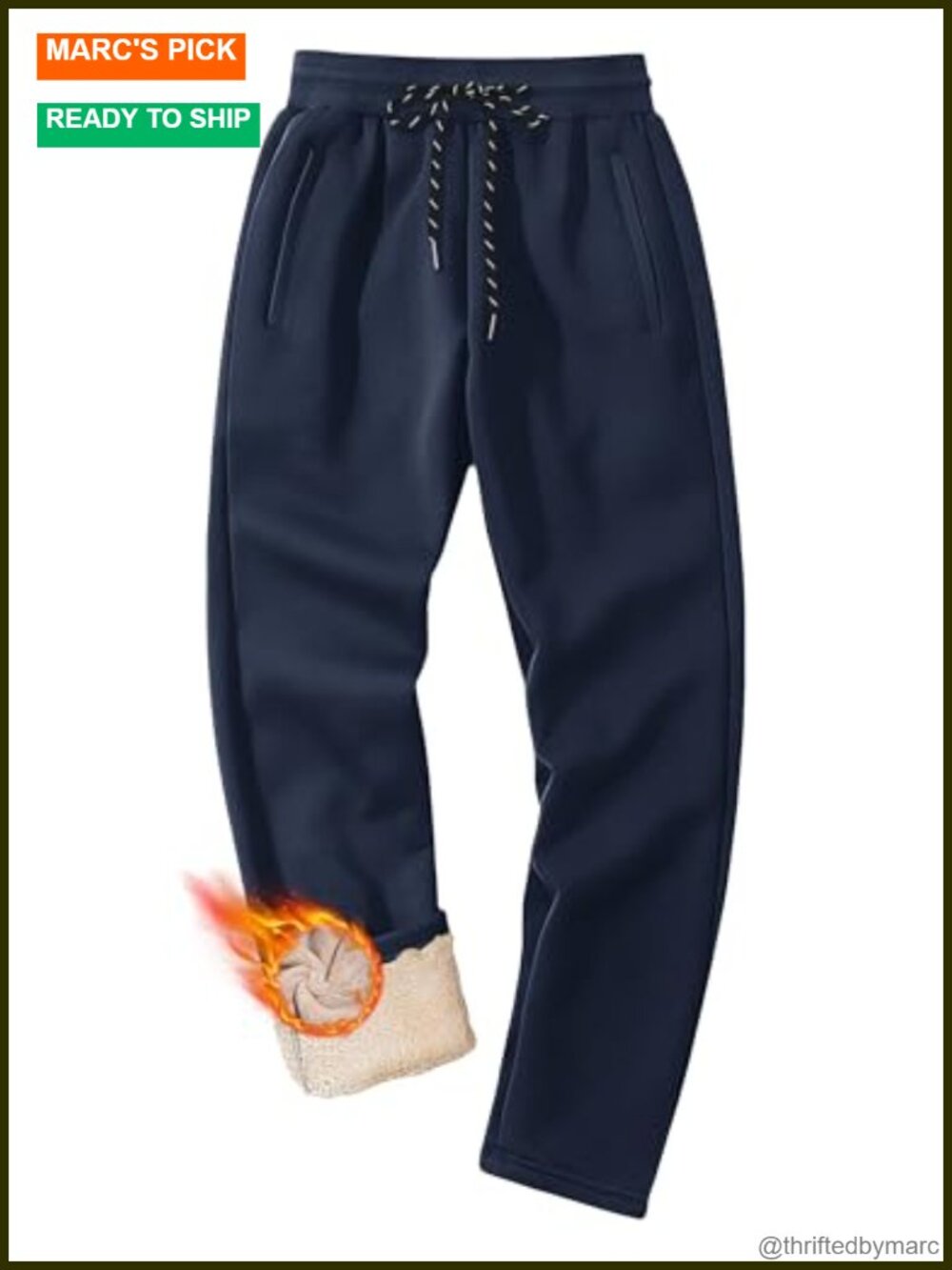 Men's Sherpa Lined Fleece Sweatpants Winter Thermal Joggers with 3 Pockets